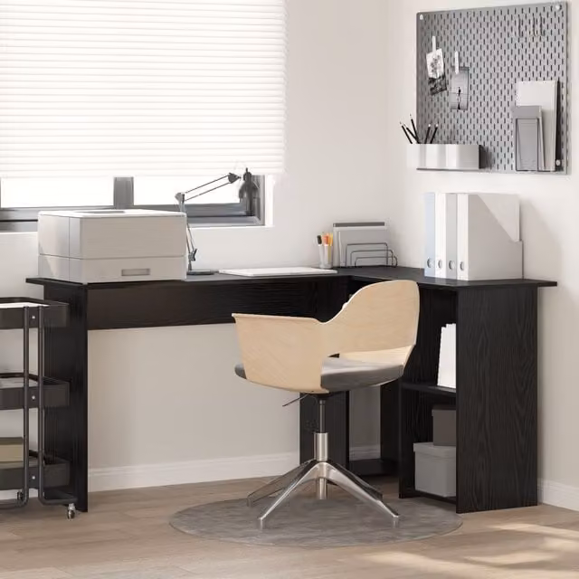 Berkfield Home Black Oak Corner Desk in Black Engineered Wood – 1