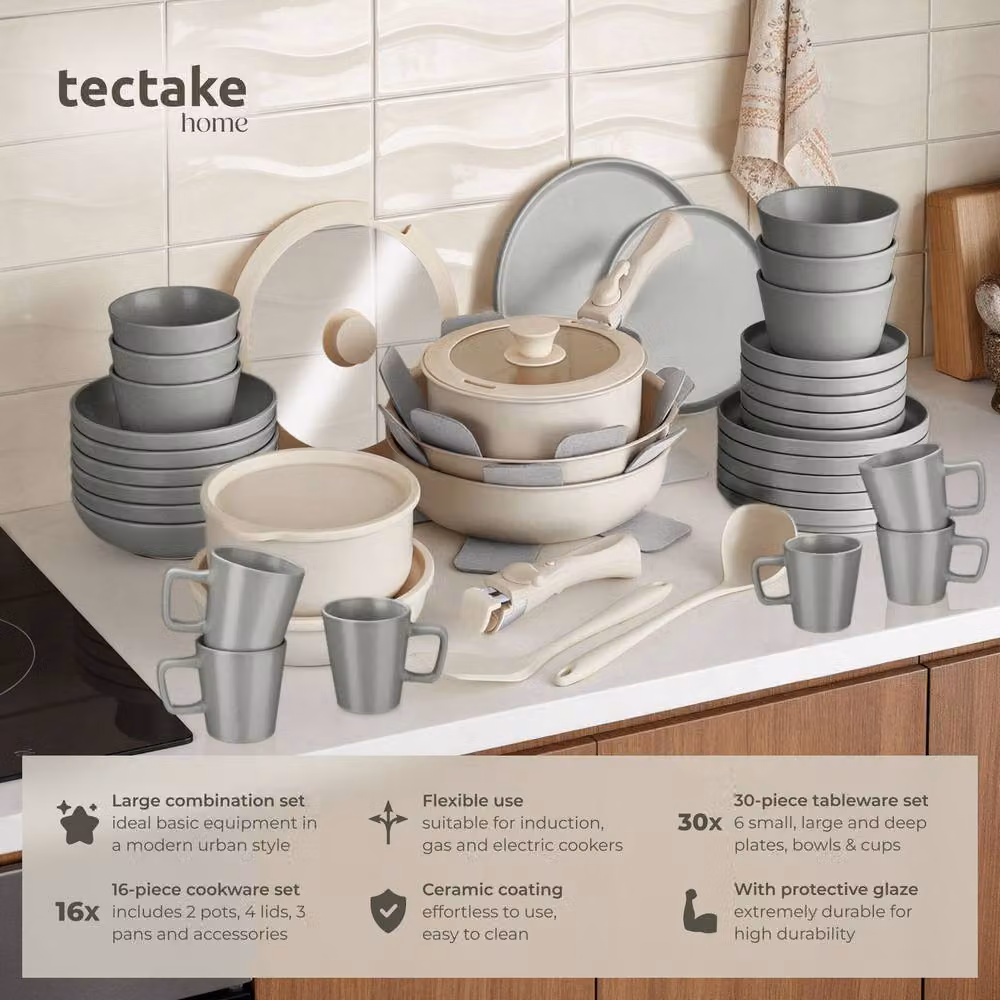 tectake Una/Genua Kitchen Starter Set in Multicolour Ceramic and Stoneware – 2
