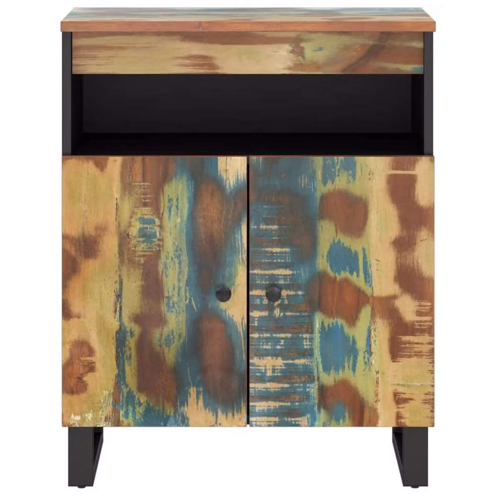 Berkfield Home Reclaimed Solid Wood Sideboard with 2 Doors, Multicolour, W/D/H: 60 x 33 x 75 cm – 3
