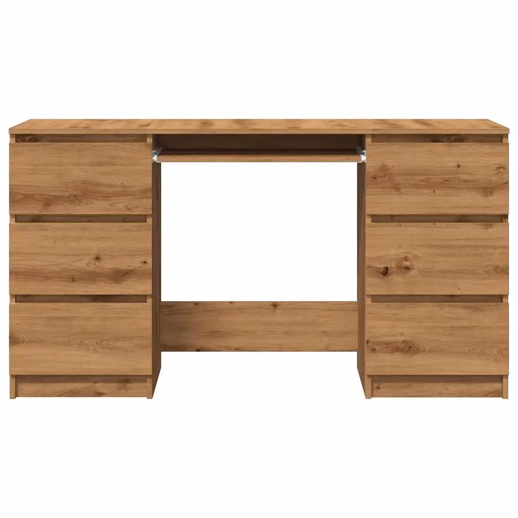 Berkfield Home Artisan Oak Writing Desk in Brown, W/D/H: 140 x 50 x 77 cm – 3