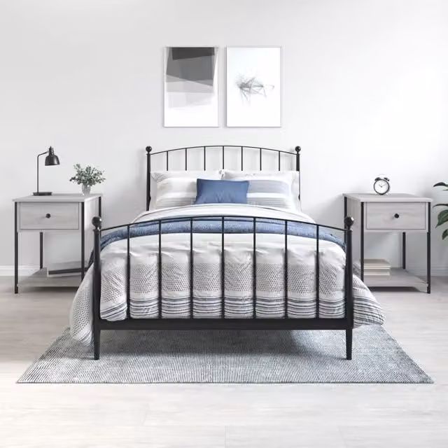 Berkfield Home Set of 2 Grey Sonoma Bedside Tables, W/D/H: 44 x 45 x 58 cm