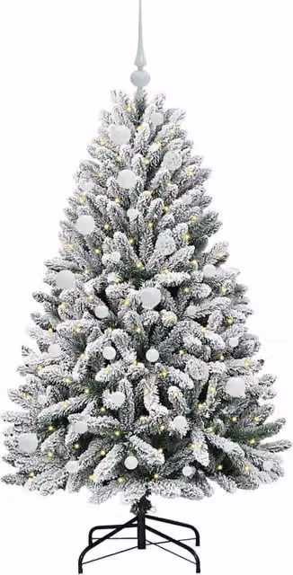Berkfield Home Elegant Artificial Christmas Tree in Green and White, Height: 150 cm