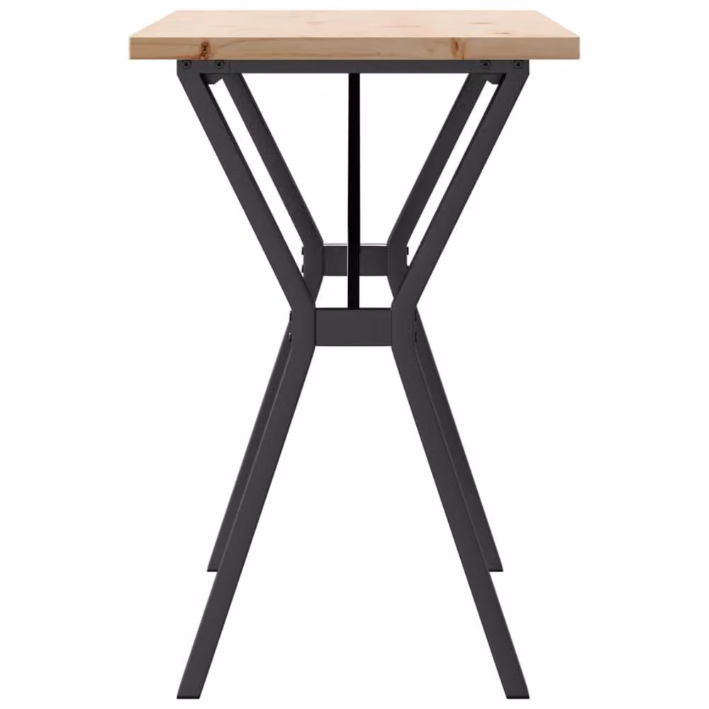 Berkfield Home Rustic Rectangular Dining Table with Y-Frame, Solid Pine and Steel, Brown, W: 100 cm, D: 50 cm, H: 75.5 cm – 3