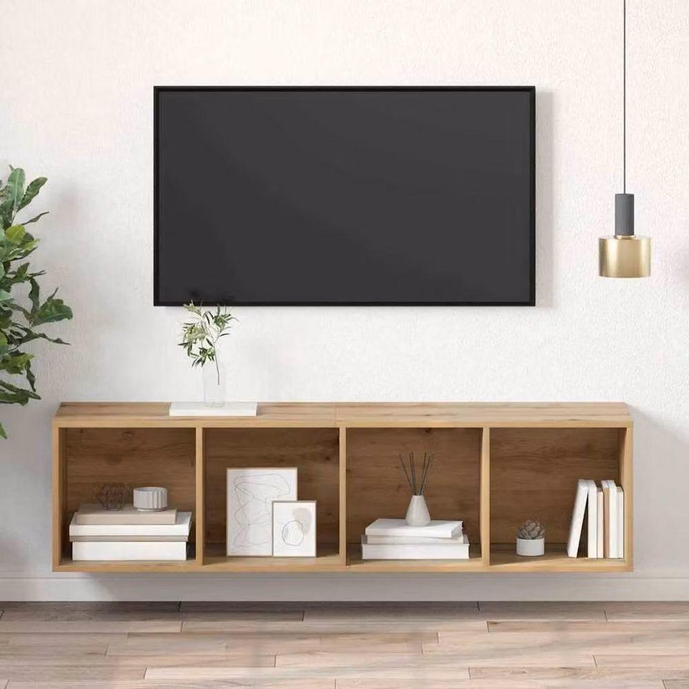 Berkfield Home Artisan Oak TV Cabinet in Brown, W/D/H: 37 x 37 x 142.5 cm – 1