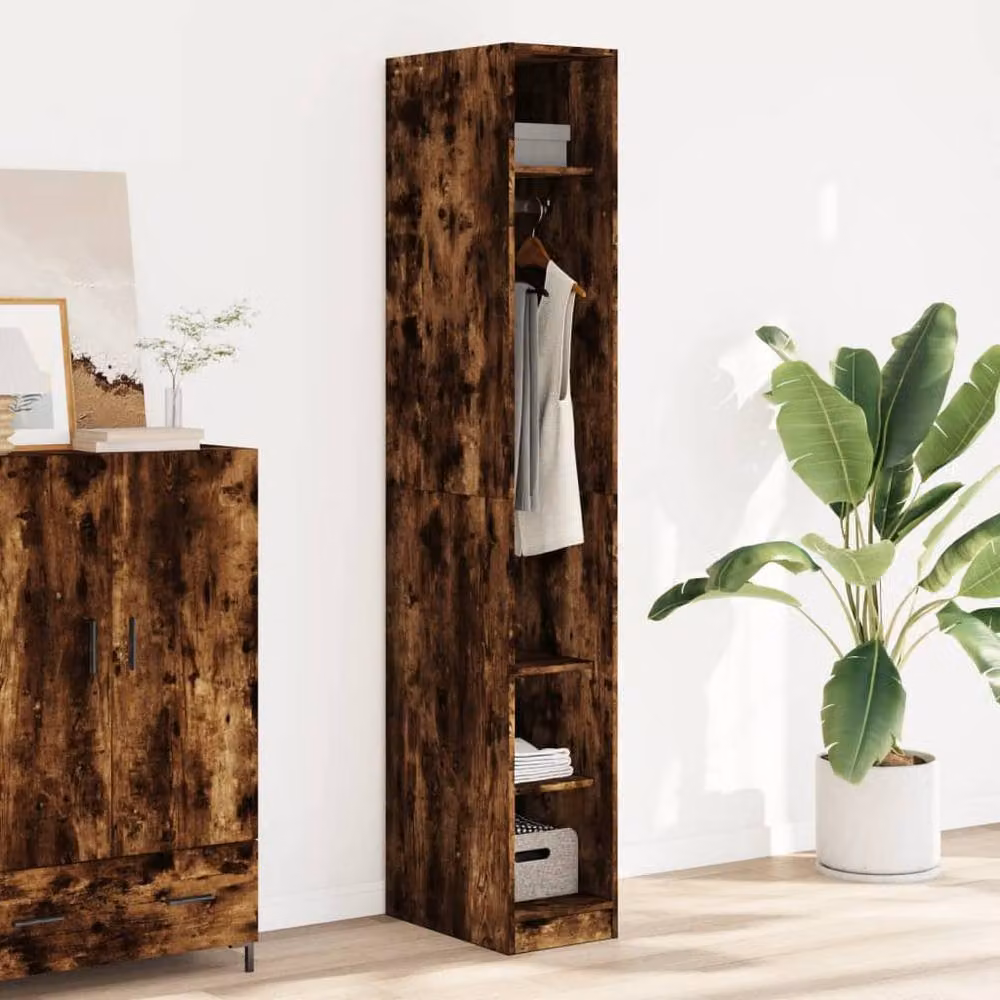 Berkfield Home Smoked Oak Wardrobe in Brown, W/D/H: 30 x 50 x 200 cm – 2
