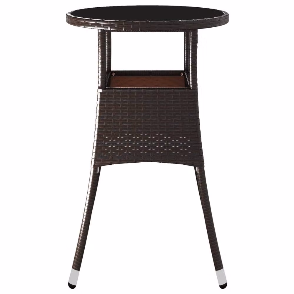 Berkfield Home Round Garden Table in Brown Poly Rattan with Tempered Glass, W/D/H: 60 x 60 x 75 cm – 3