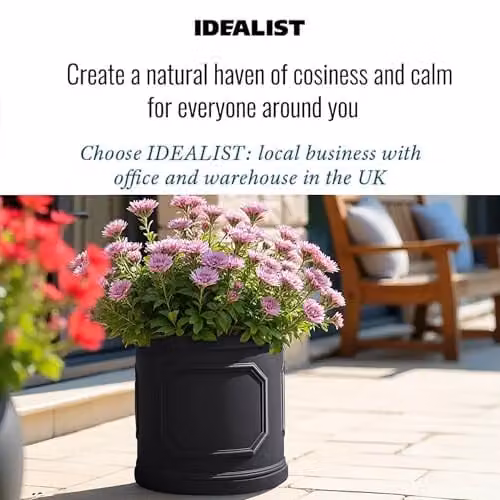 IDEALIST Grey Faux Lead Reinforced Stone Planter, 30 cm, 15 L – 11