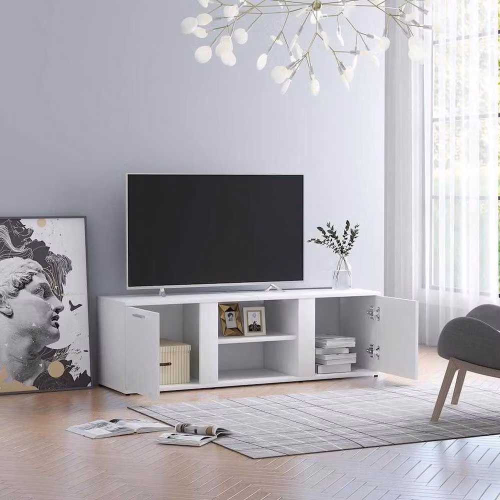 Berkfield Home White TV Cabinet in Matt MDF, W/D/H: 120 x 34 x 37 cm – 2