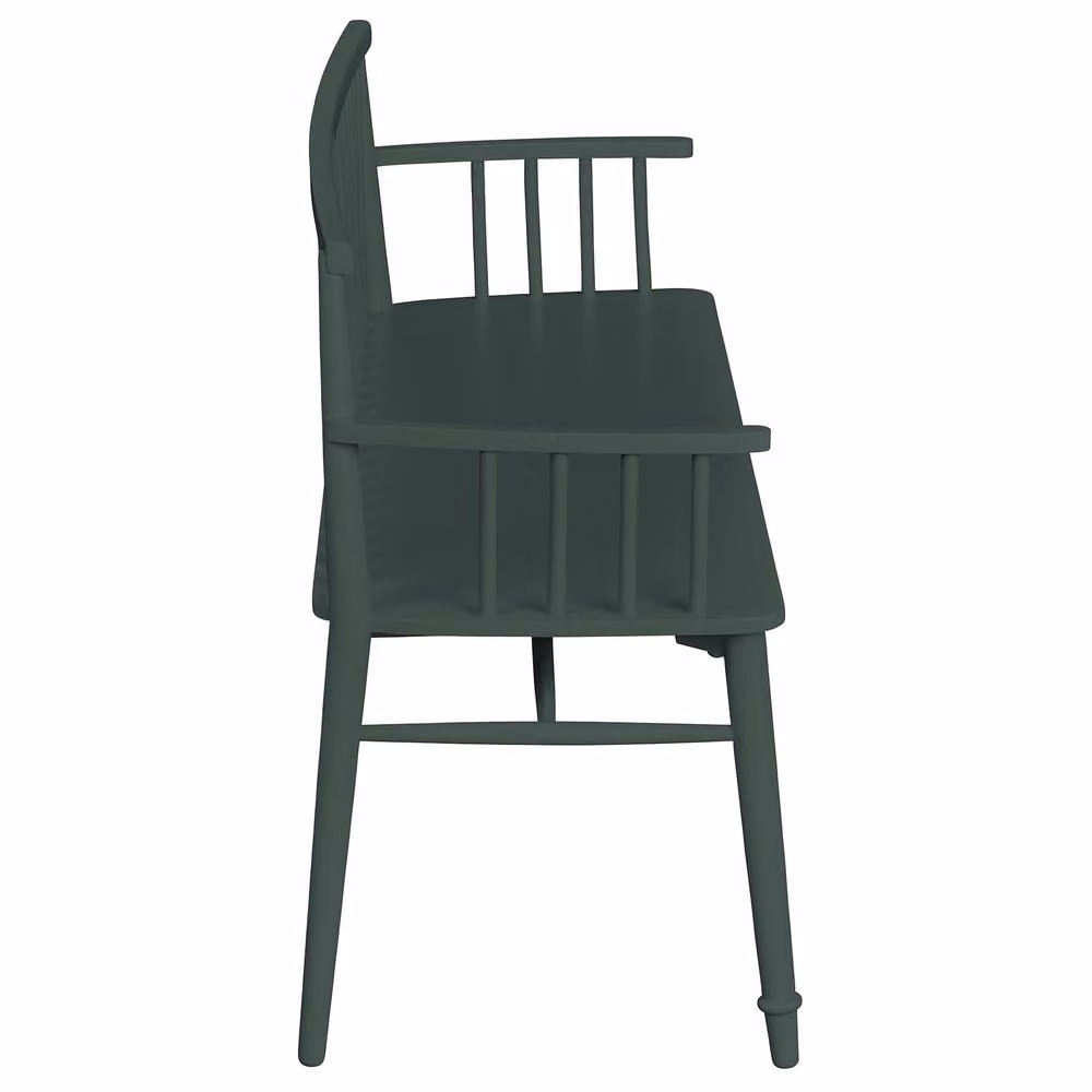 Statement Furniture Queensbury Wooden Bench with Back and Armrests in Bottle Green – 2