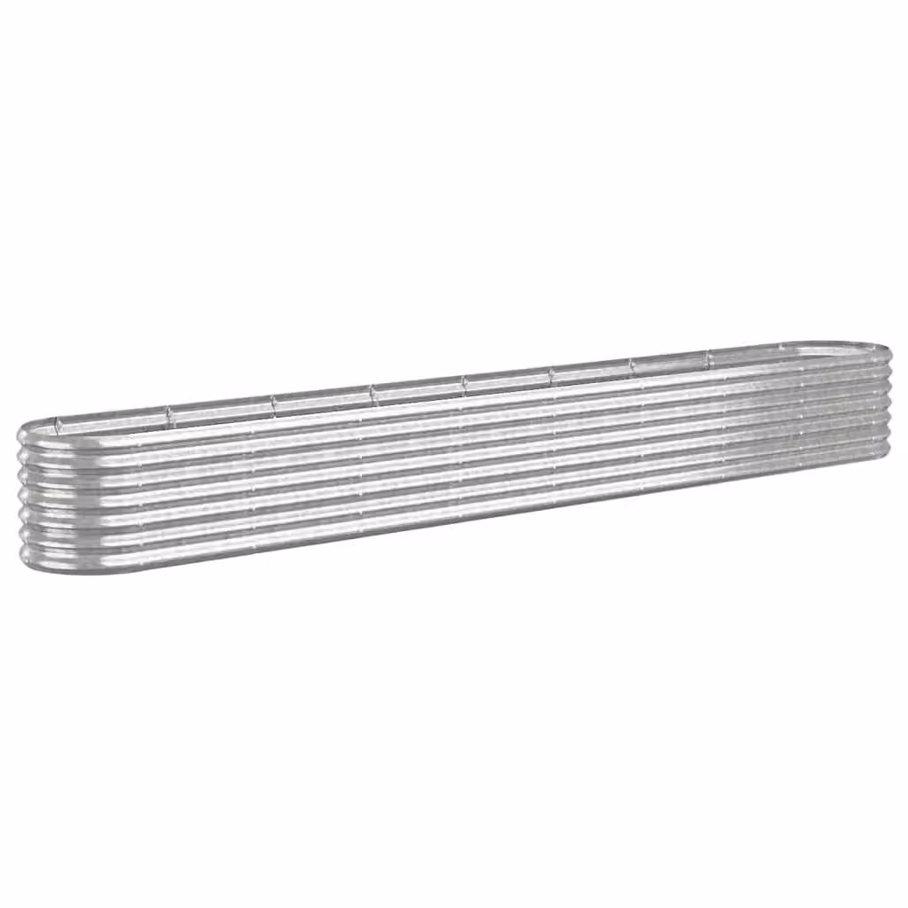 Berkfield Home Garden Silver Powder-coated Steel Raised Bed W/D/H: 332 x 40 x 36 cm – 2