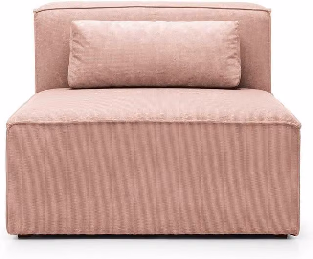 Abakus Direct Doris Armless Accent Chair Module in Pink Cord Chenille, W/D/H: 94 x 94 x 73 cm