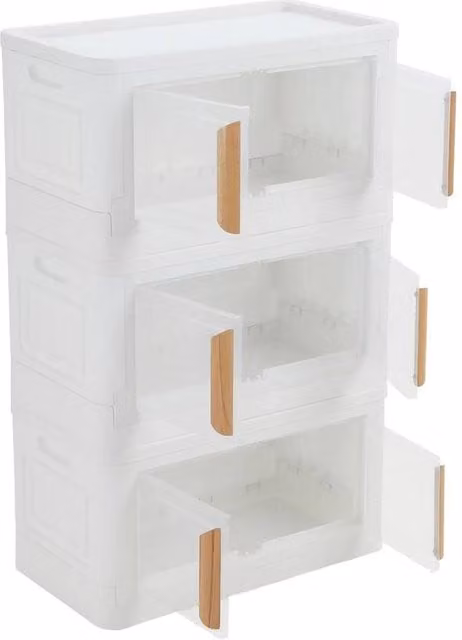KORVIXA 3-Piece Foldable and Stackable Plastic Storage Box Set in White