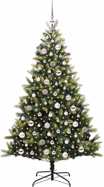 Berkfield Home Realistic Artificial Hinged Christmas Tree with 300 LEDs, Green, Height: 180 cm – 1
