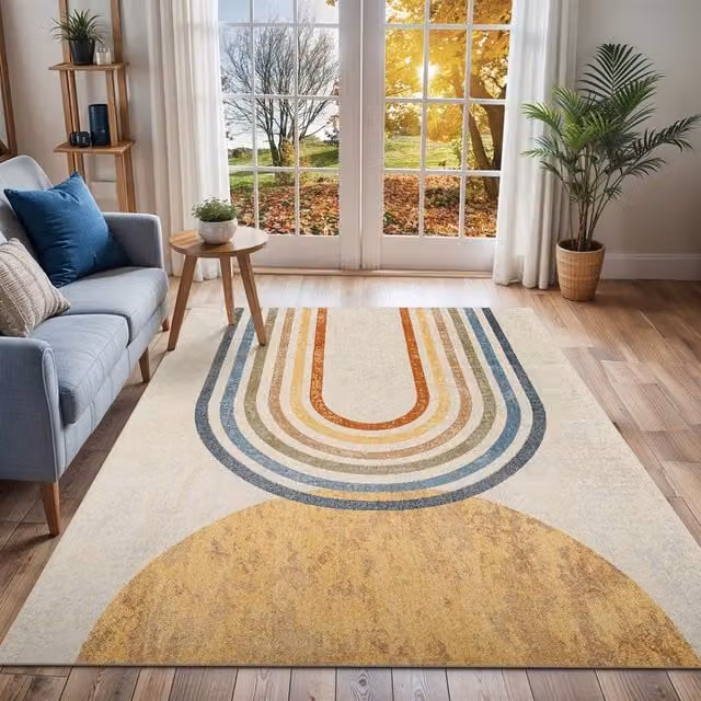 Livabliss Lilian Washable Modern Abstract Rug in Multicoloured Grey and Beige, W/D/H: 120 x 170 cm