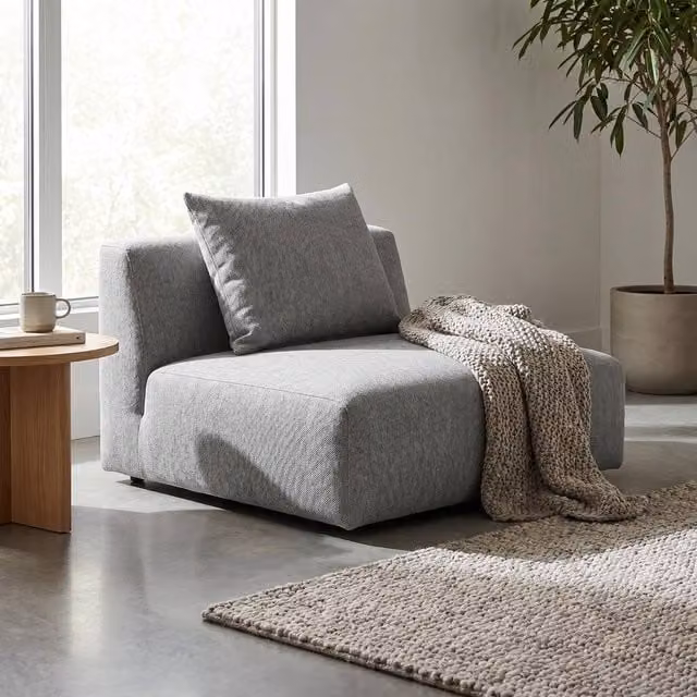 Abakus Direct Tokyo Single Seat Lounge Chair in Anthracite Grey Basket Weave Fabric – 1