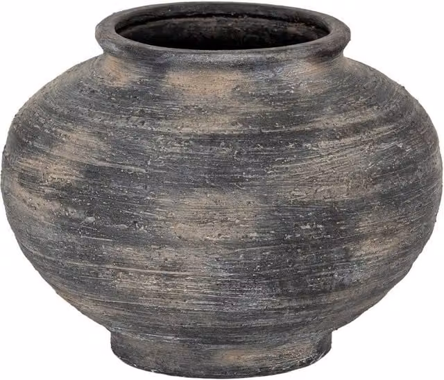 Lemon Pavilion Furniture and Decor Marra Squat Ceramic Vase, Black, W: 36 cm, D: 36 cm, H: 27 cm – 1