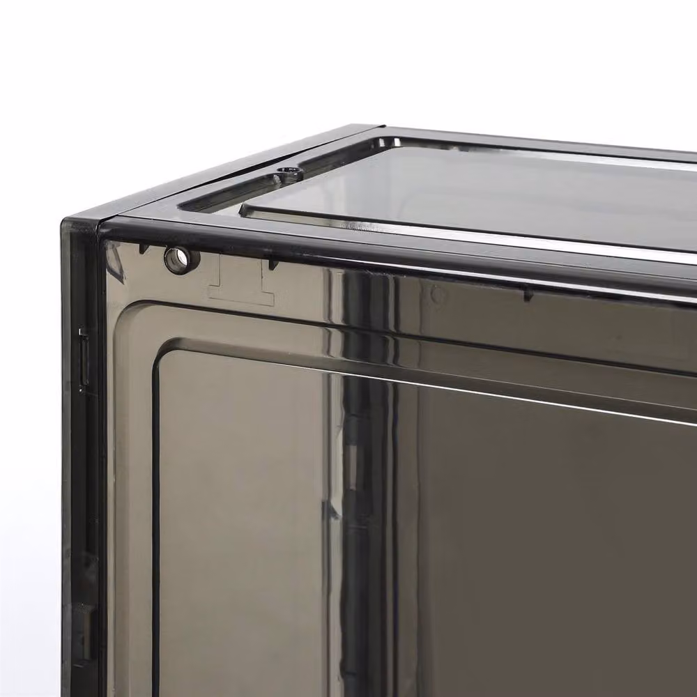 Kelvenix 6 Pack Stackable Transparent Black Shoe Storage Boxes made of Solid Acrylic Plastic – 3