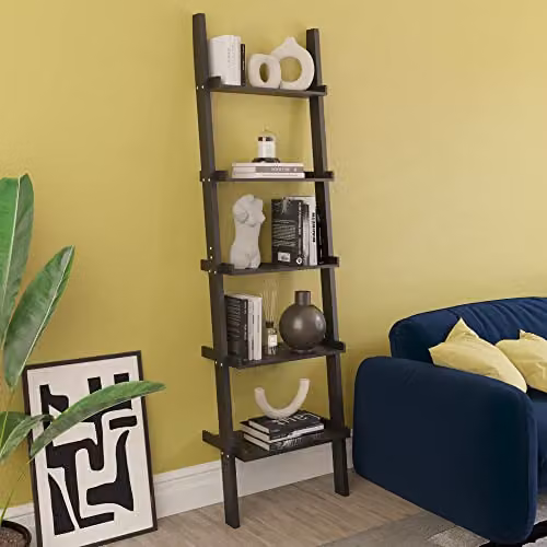 Vida Designs York 5 Tier Ladder Bookcase, Black, H 189 x W 56 x D 32.5 cm