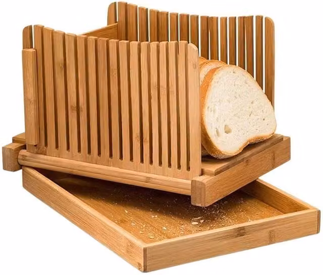 Nordara Adjustable Foldable Bamboo Bread Slicer Guide in Natural Brown, W: 100 cm, H: 15 cm, D: 15 cm – 1