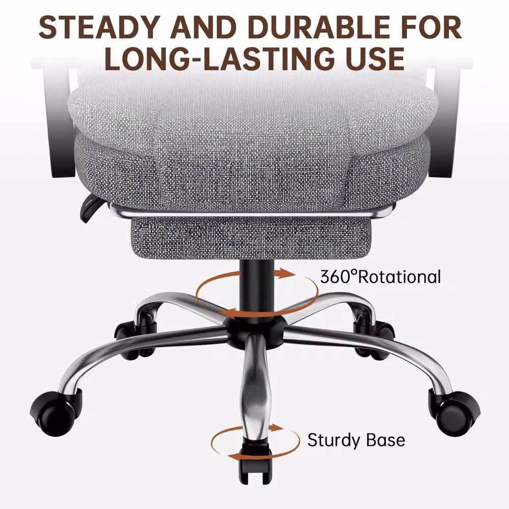Gartistgo Executive High Back Office Chair in Mid Grey Fabric with Headrest and Armrests – 6