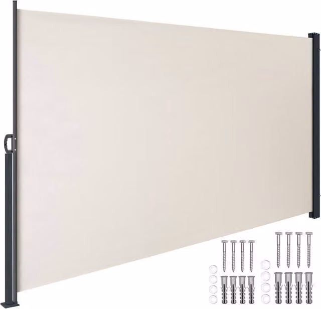 tectake Extendable Side Awning with Roll-up Mechanism in Beige, W/H: 300 x 180 cm – 1
