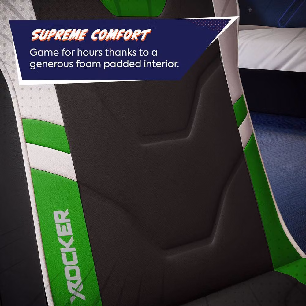 X Rocker Shadow 2.0 Audio Floor Rocker Gaming Chair for Kids in Green – 2