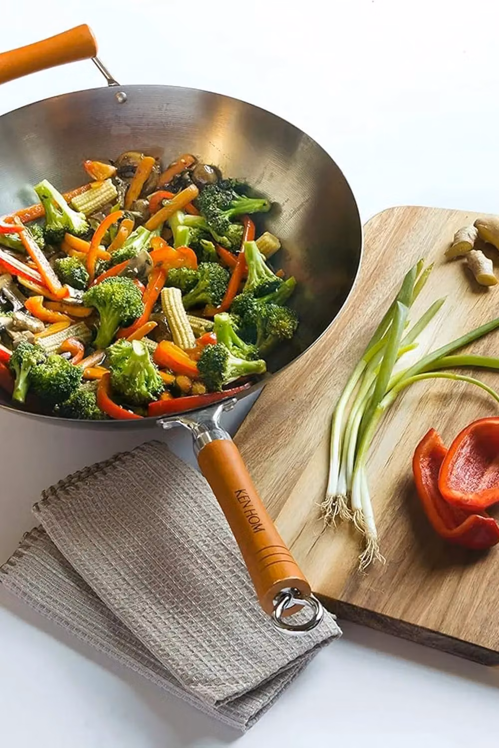 Ken Hom Excellence Non-Stick Carbon Steel Seasoning Wok, 32 cm, Silver – 3