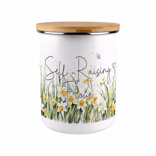Purely Home Daffodil Meadow Extra Large Self Raising Flour Canister in Yellow and White – 1