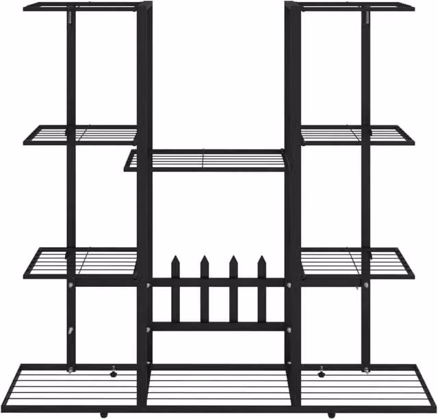 Berkfield Home Durable Metal Flower Stand, Black, W: 94.5 cm, D: 25 cm, H: 89 cm