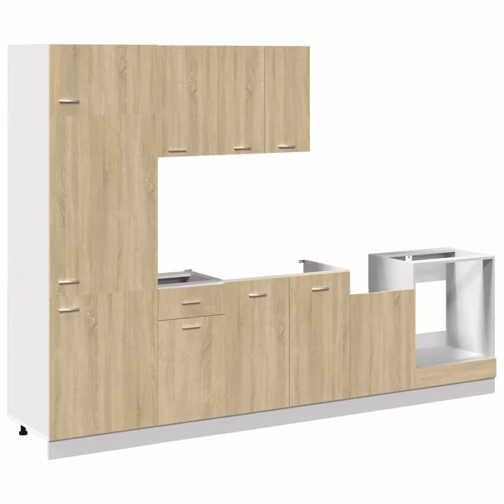 Berkfield Home Lyon 7 Piece Kitchen Cabinet Set in Sonoma Oak Brown – 2