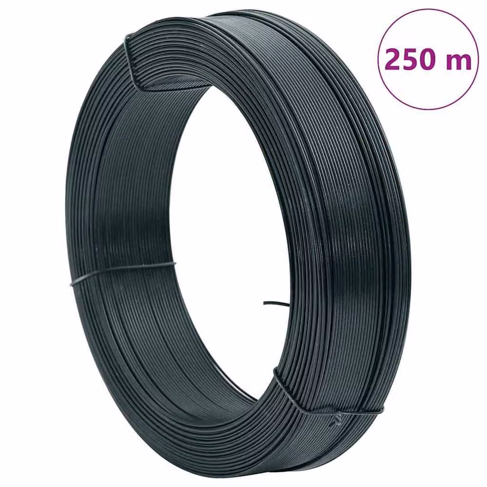Berkfield Home Plastic Coated Steel Fence Binding Wire, Blackish Green, 250 m, 0.9/1.4 mm – 7