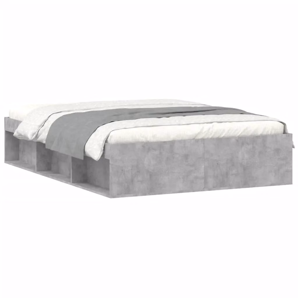 Berkfield Home Double Bed Frame in Concrete Grey, W: 135 cm, L: 190 cm – 2