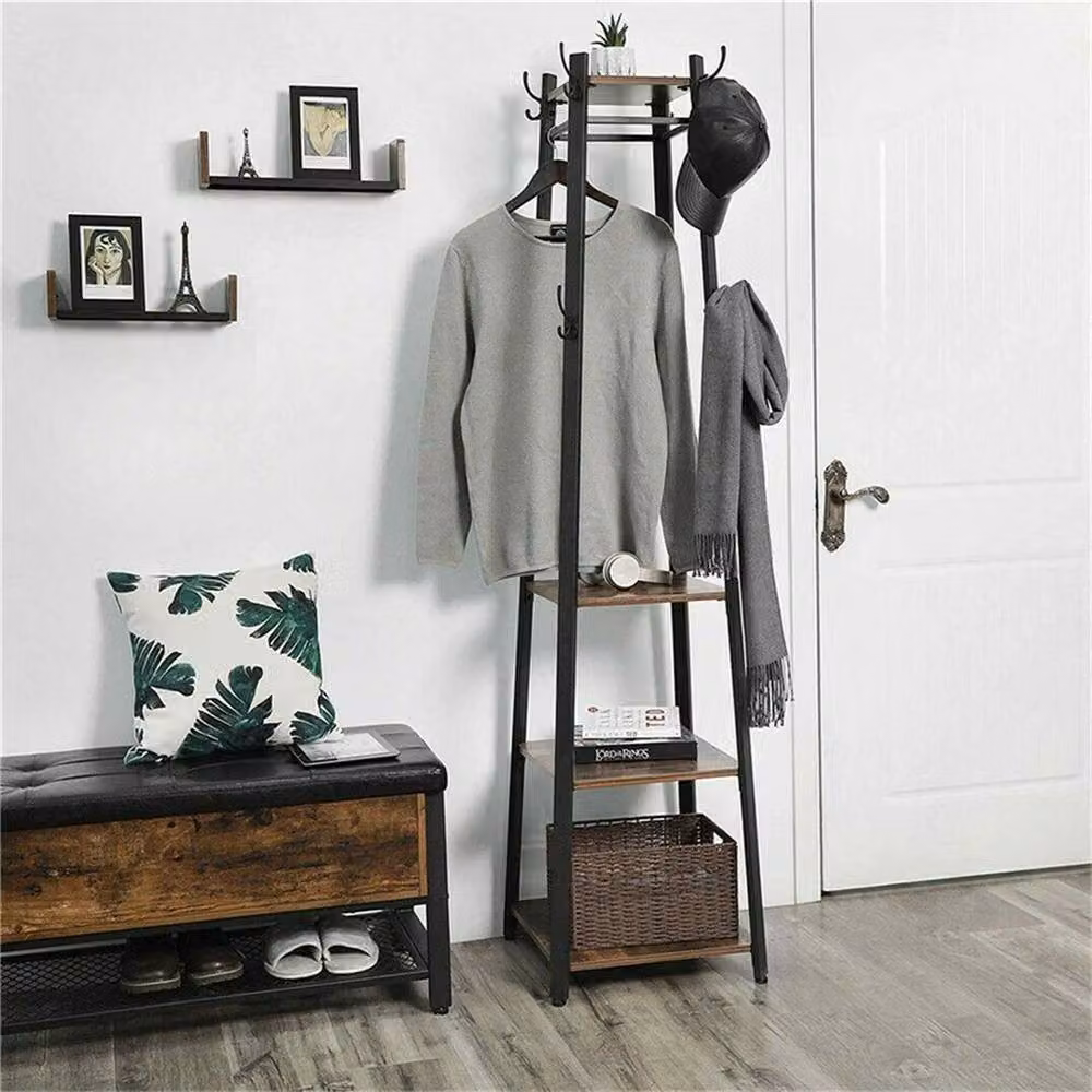 EONLION Brown Hall Tree with Bench and Coat Stand – 3