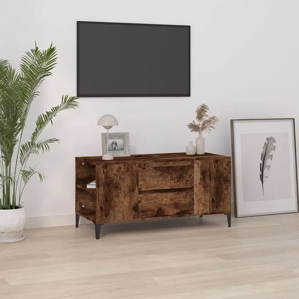 Berkfield Home Smoked Oak TV Cabinet in Brown, W/D/H: 102 x 44.5 x 50 cm – 2