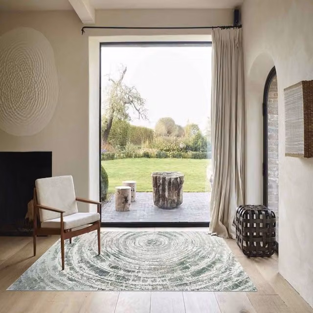 The Rug Shop UK Green Modern Abstract Easy to Clean Area Rug W: 200 cm, D: 290 cm