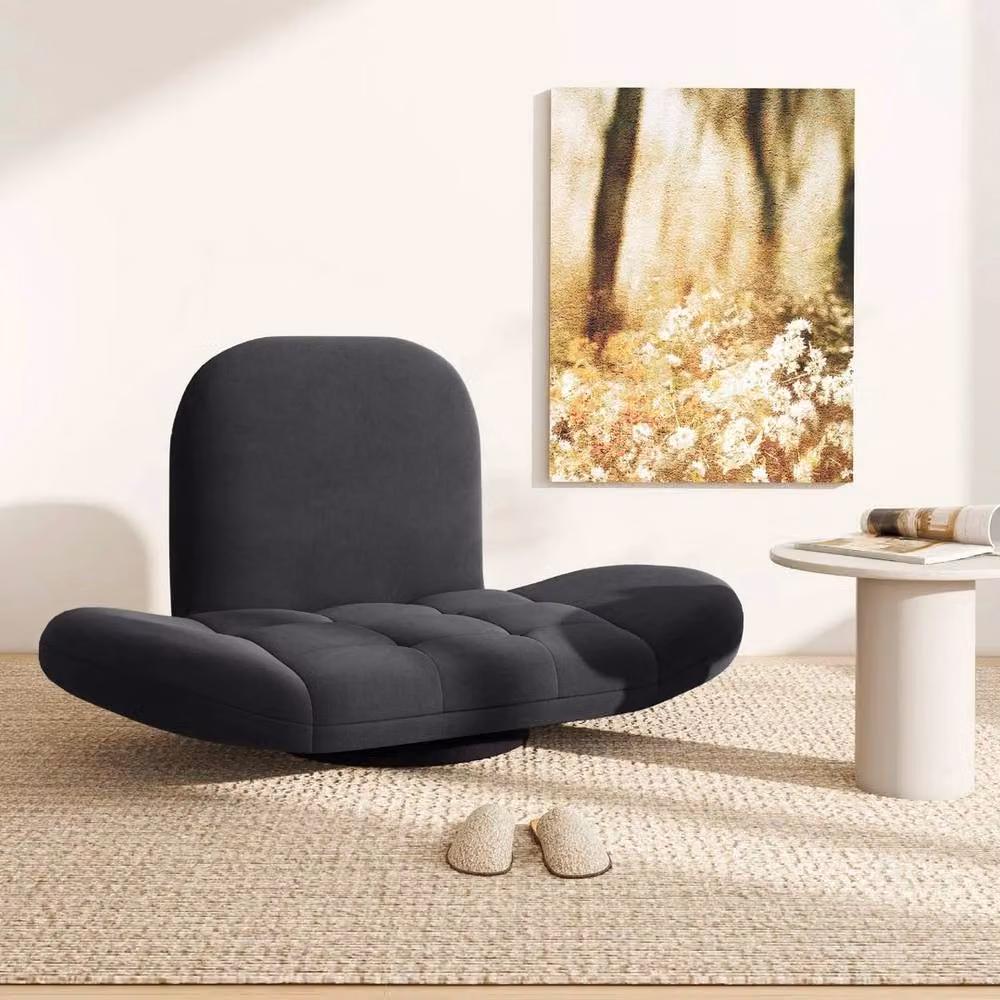 Kelvenix Black Swivel 360 Folding Gaming Chair with Armrests – 3