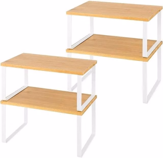 KORVIXA Set of 4 White Kitchen Cupboard Shelf Organisers – 1