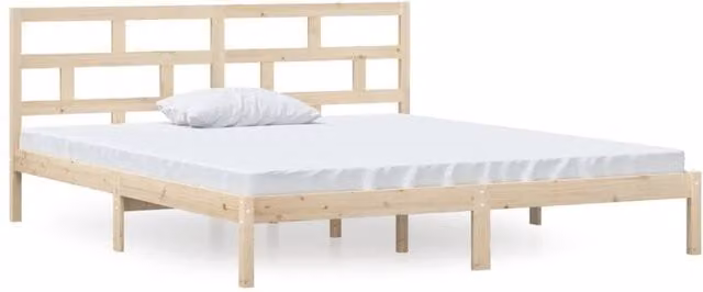 Berkfield Home Double Solid Wood Pine Bed Frame, Brown, W: 135 cm, L: 190 cm
