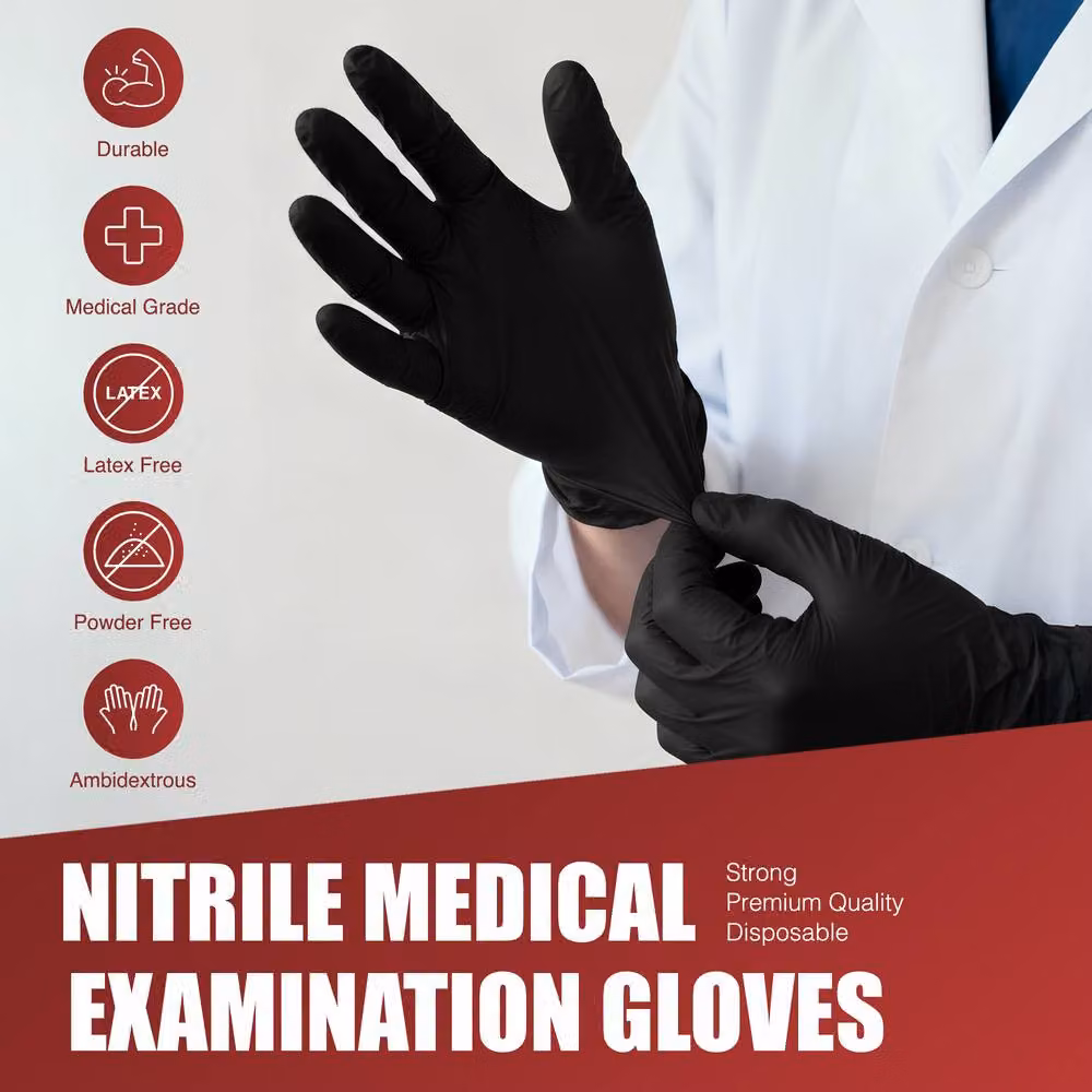Merrimen Black Nitrile Disposable Gloves, Box of 100 – 2