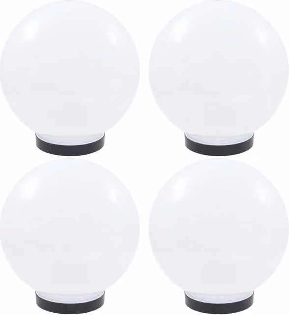 Berkfield Home Set of 4 White Spherical LED Bowl Lamps, Diameter: 25 cm – 1
