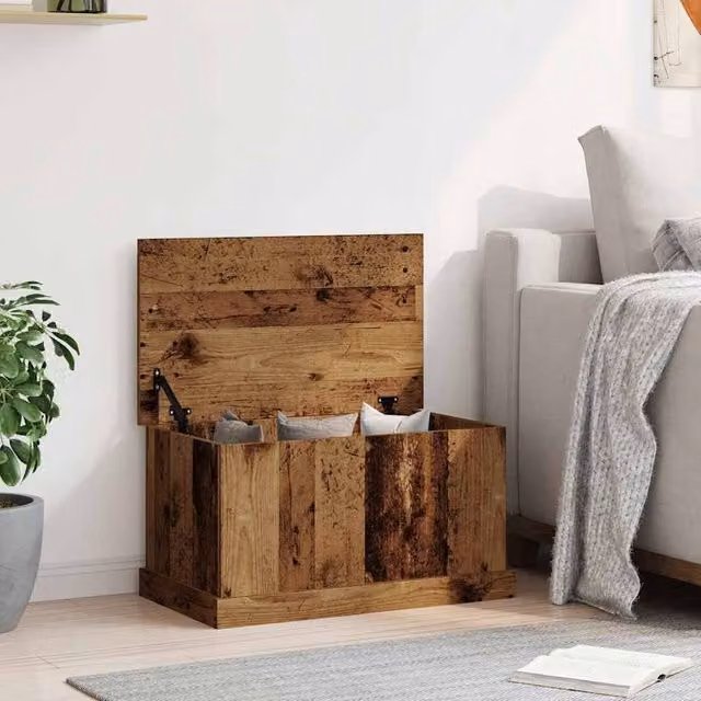 Berkfield Home Storage Box in Old Wood Brown, W/D/H: 70 x 40 x 38 cm – 1