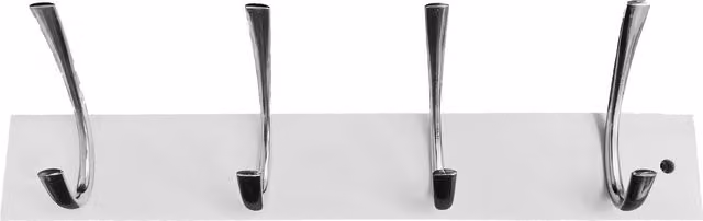 Decorails 4 Brushed Rib Hooks on Piano White Rail in Silver and White