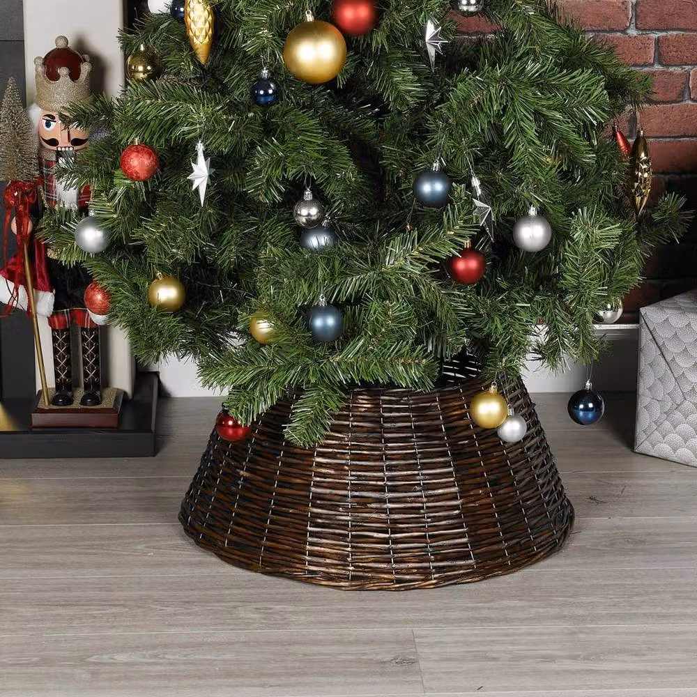 SPETLEK Brown Natural Willow Wicker Rattan Round Christmas Tabletop Woven Mat, W: 100 cm, D: 60 cm – 2