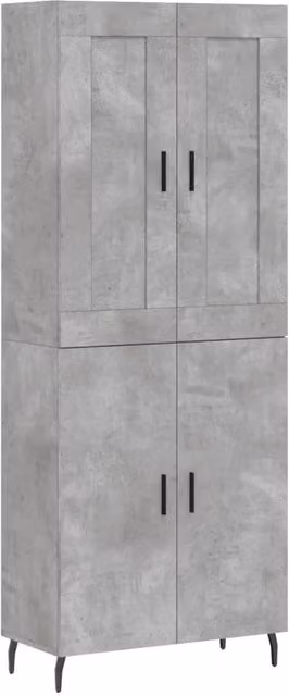 Berkfield Home Highboard in Concrete Grey, W/D/H: 69.5 x 34 x 180 cm – 1