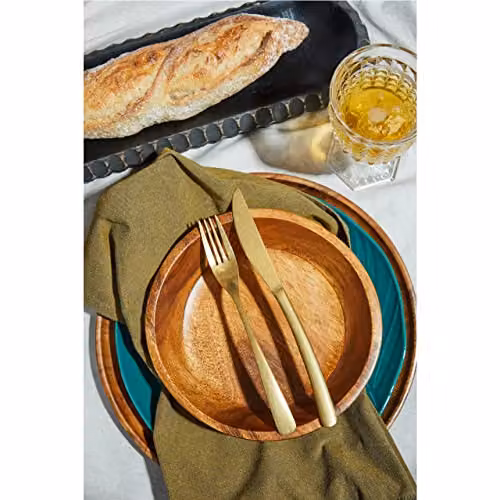 Premier Housewares Solid Mango Wood Serving Dish in Black Antique Finish – 6