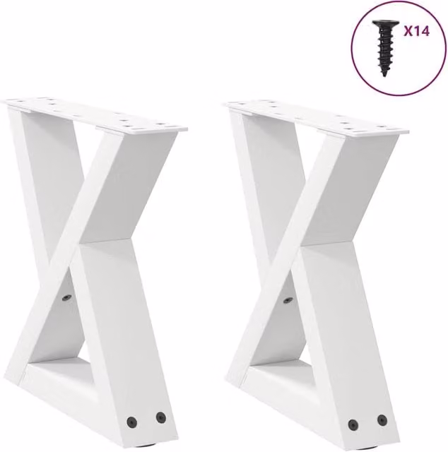 Berkfield Home Steel Coffee Table Legs, 2 Pieces, White Matt, W/D: 30 x 30 cm