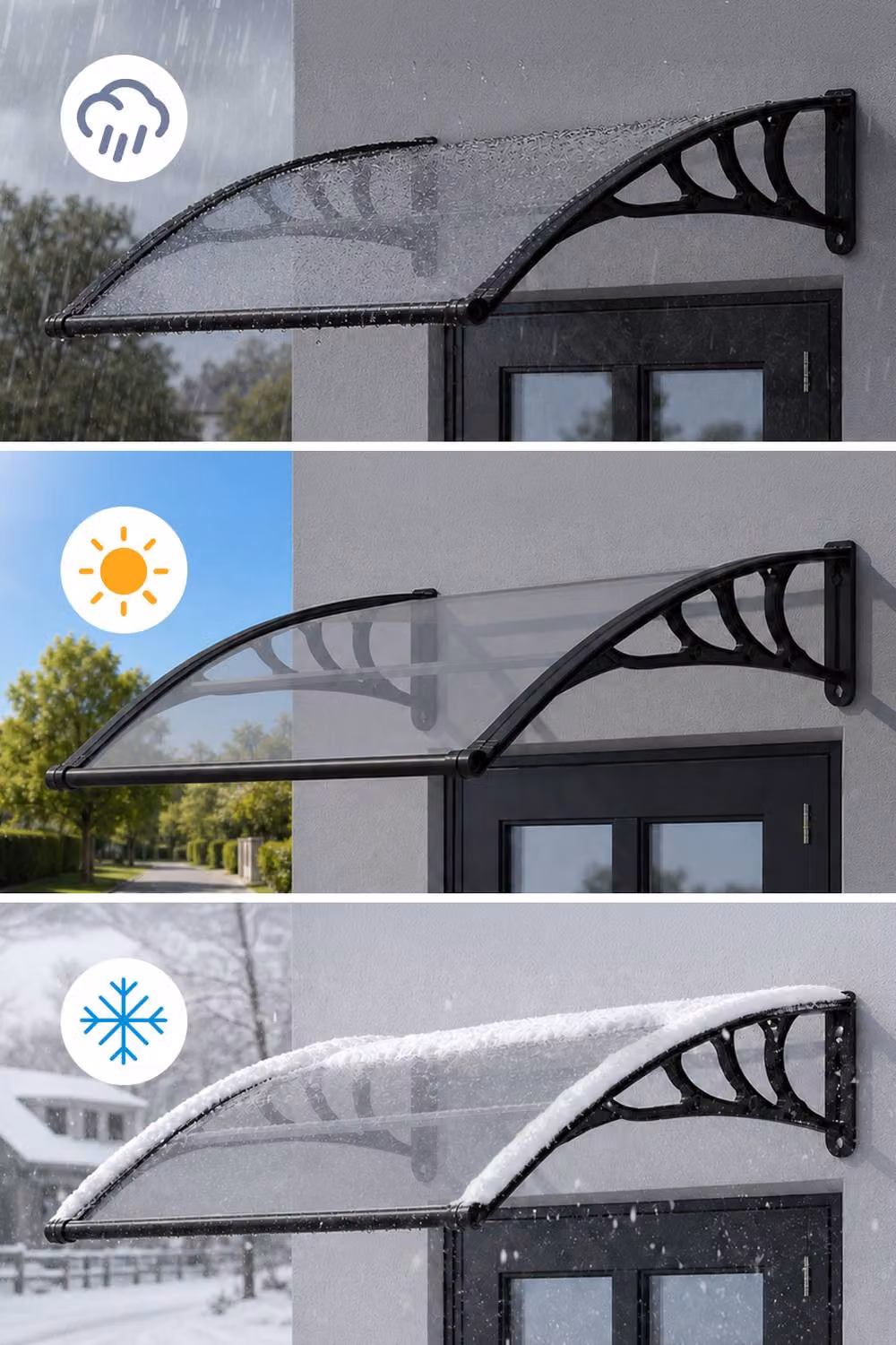 Garden Sanctuary Grey Outdoor Door Canopy and Window Awning with Drainage Channel – 3