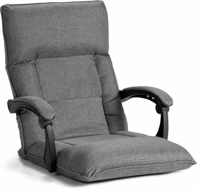 Havendro Grey Gaming Floor Chair with 14-Position Adjustable Backrest and Armrests – 1