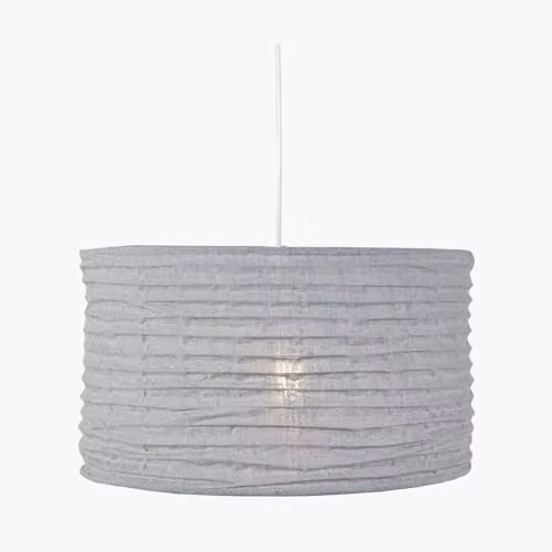 Pacific Lifestyle Boho Fabric Drum Lampshade in Grey, Diameter: 50 cm