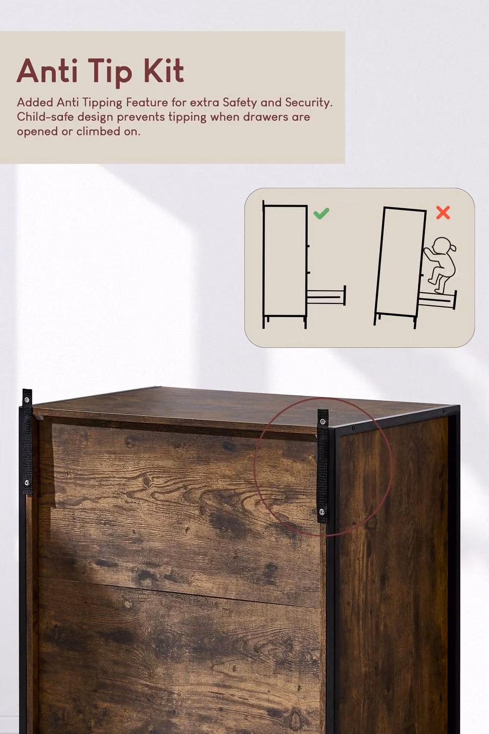 HD Designs Brooklyn 3 Drawer Chest of Drawers in Dark Brown – 5